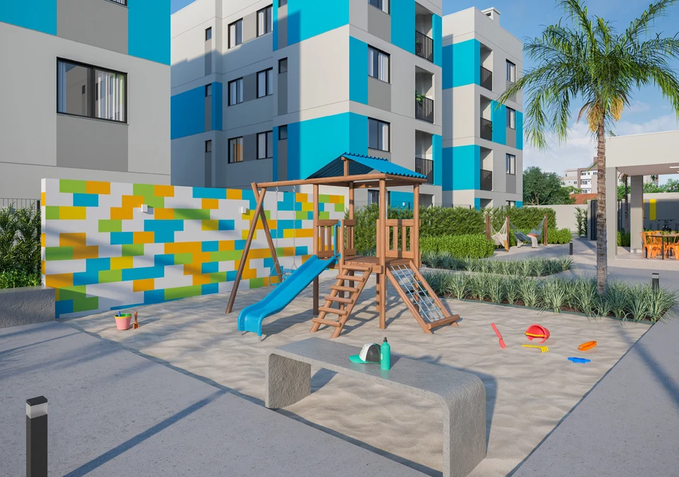 Playground — área comum — perspectiva ilustrativa — Weissópolis, Pinhais
