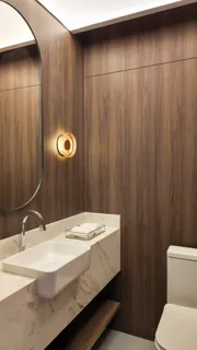 Lavabo do decorado — foto real do apartamento decorado