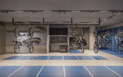 Bicicletário — perspectiva ilustrativa